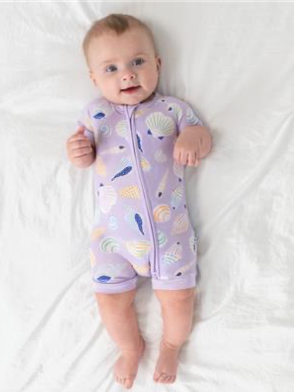 Little Sleepies Lilac Shell Print Short Romper